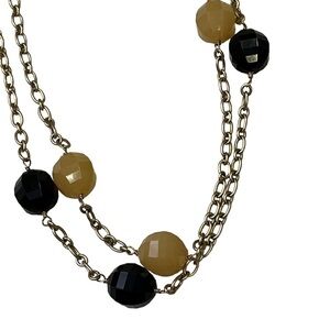 J crew beaded gold chain necklaces butterscotch black